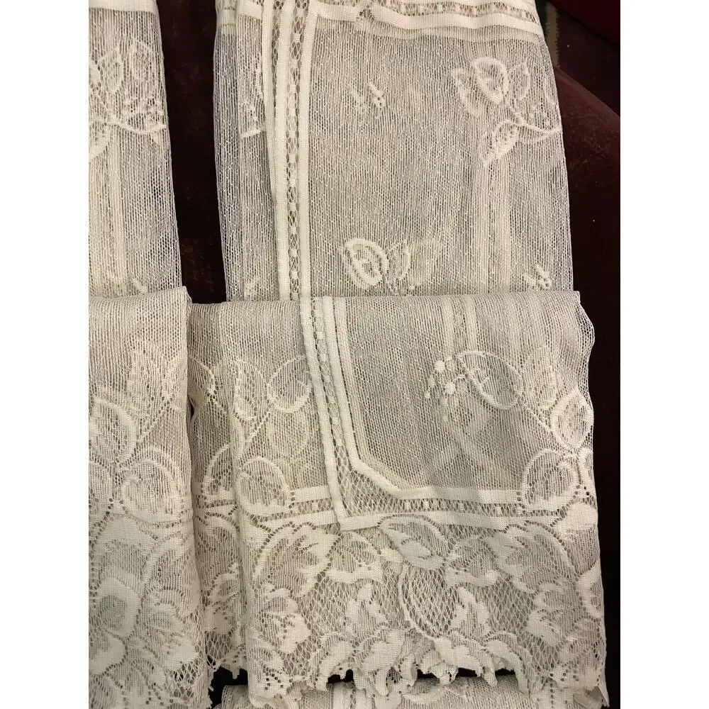 (QTY 4) Heritage Lace USA Polyester Heirloom Sheer Window Panels Ecru 60” x 54”